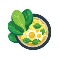 Delicious Scrambled Eggs and Spinach Mix vector
