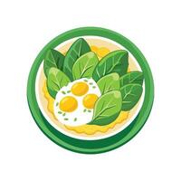 Tasty Scrambled Eggs with Spinach Blend vector