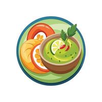 Flavorful Shrimp and Avocado Puree Creation vector