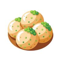 Nutritious Soft Brown Rice Balls with Peas vector