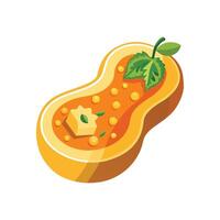 Delicious Soft Cooked Butternut Squash with Cheese vector
