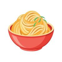 Tasty Soft Cooked Noodles for Dinner vector