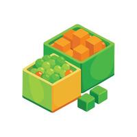 Creamy Soft Cooked Pea and Carrot Cubes vector