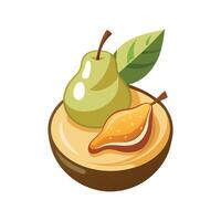 Tasty Soft Pear with Almond Butter Dish vector