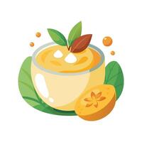 Nutritious Mango Almond Milk Pudding Recipe vector