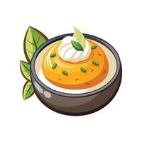 Tasty Mashed Pumpkin with Coconut Cream vector