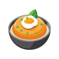 Savory Mashed Pumpkin with Coconut Cream Dish vector
