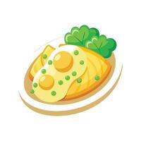 Nutritious Scrambled Eggs with Peas Dish vector