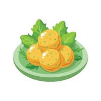 Tasty Spinach Cheese Fritters for Snacks vector