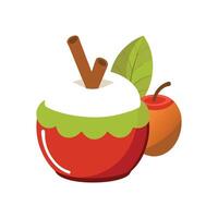 Savory Steamed Apple with Cinnamon Yogurt vector