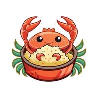 Savory Steamed Crab Rice Mash for Healthy Eating vector