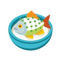 Nutritious Steamed Fish Rice Mash for Meals vector