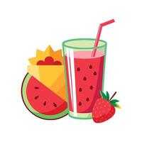 Savory Watermelon Strawberry Juice for Healthy Drinking vector