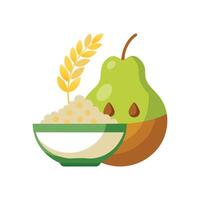 Nutritious Whole Grain Cereal with Pear vector