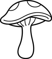 Black Mushroom Outline - Simple Fungi Line Art for Coloring and Design vector