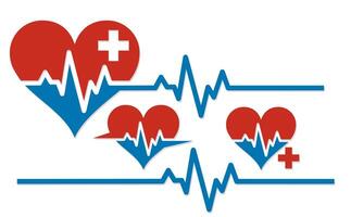 Hearts with cardiogram. vector