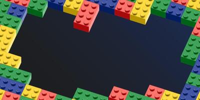 a colorful toy brick blocks wall with a black background vector