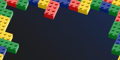 a colorful toy brick blockswall with a black background vector
