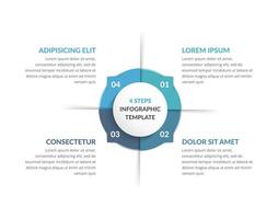 Circle infographics, template with four steps or options, process chart vector
