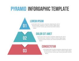 Pyramid infographics, template with three elements vector