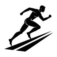 Fast athlete sprinting on track with bold line art design vector