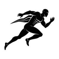 Fast moving sportsman dashing quickly in simple line art style vector