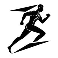 Endurance athlete running long course in clean line art style vector