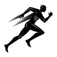 Fast moving sportsman running steadily in clean line art style vector