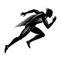 Sprinter in high speed motion depicted with crisp silhouette effect vector