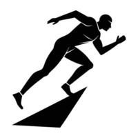 Sprinter launching off start line with agile silhouette power force vector