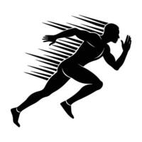 Sprinter in high speed motion shown with bold silhouette finish vector
