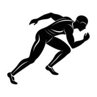 Track runner pushing forward icon with strong sprint performance detail vector