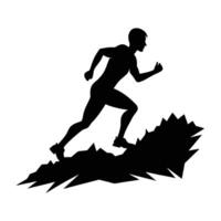 Trail Runner on Rough Terrain Silhouette vector