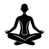 Person in simple cross legged pose silhouette showing calm focus vector