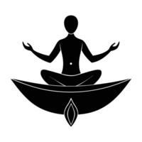 Person in half boat pose silhouette showing calm balance effortlessly vector