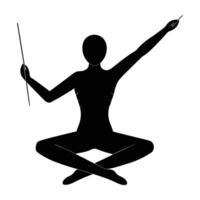 Person in thread the needle pose silhouette showing flexibility today vector