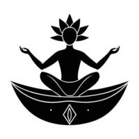 Person in half boat pose silhouette demonstrating balance and calm vector
