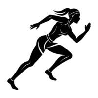 Female sprinter dashing forward with dynamic line art energy power vector