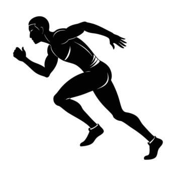 Runner sprinting forward with fast and clear line art today vector
