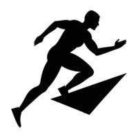 Athletic runner sprinting uphill with bold line art design today vector