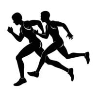 Runners training in sync depicted with modern line art today vector