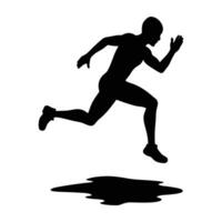 Active runner leaping over puddle in clear line art today vector