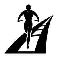 Runner on road course depicted in clean line art today vector