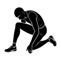 Athletic runner resting post sprint with soft line art today vector