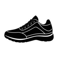 Athletic shoe with curved sole depicted in simple line art vector