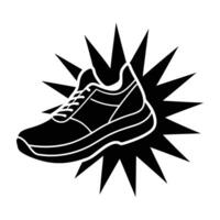 Running shoe with energy burst designed in bold line art vector