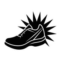 Dynamic running shoe with energy burst shown in line art vector
