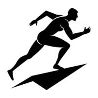 Runner sprinting uphill in dynamic clean line art style now vector