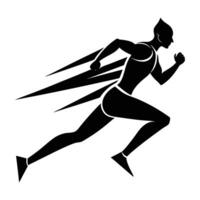 Running athlete with speed trail shown in bold line art vector