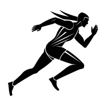Dynamic running athlete displaying speed trail with clean line art vector